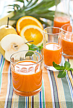 橙色,梨,菠萝汁