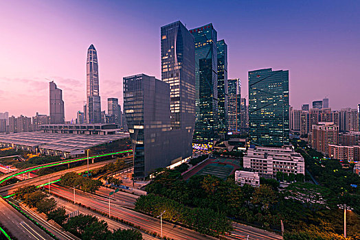 中国广东深圳福田中心区都市夜景