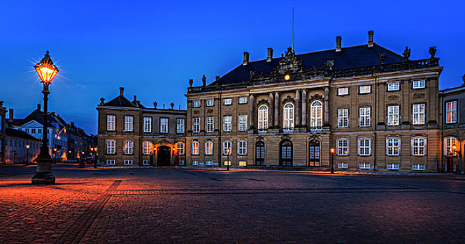 宫殿,黄昏,哥本哈根,首都,区域,丹麦,欧洲