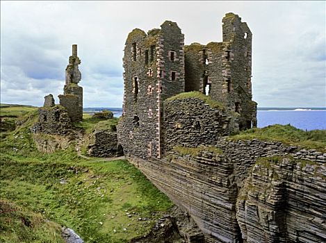遗址,城堡,头部,苏格兰,英国,欧洲