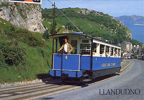 有轨电车,兰迪德诺,北威尔士,明信片,90年代