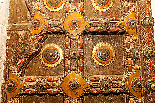 宫殿,花,门,特写,梅兰加尔堡,10世纪,拉贾斯坦邦,印度