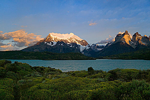 风景,拉哥裴赫湖,日出,巴塔哥尼亚,智利