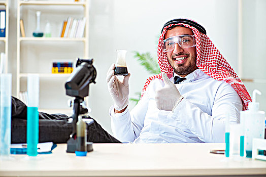 阿拉伯,化学家,工作,实验室,办公室