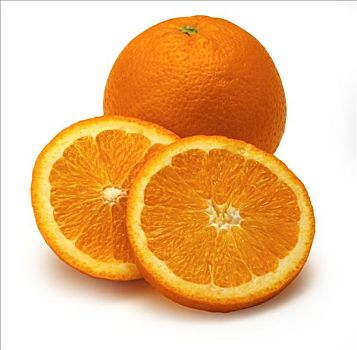 肚脐,橙子,两个,切片,正面