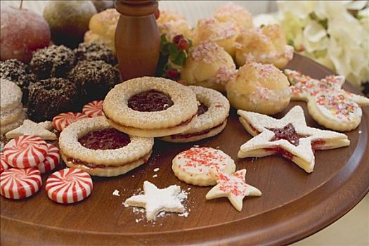 圣诞饼干,薄荷味,甜食,分层架