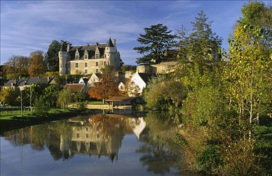 城堡,世纪,左边,堤岸,河,卢瓦尔河,省,法国