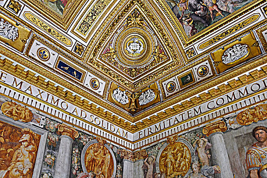 天花板,绘画,金色,墙壁,装饰,博物馆,罗马,拉齐奥,意大利,欧洲