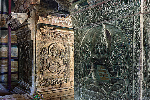 蒲甘,庙宇,错综复杂,雕刻,曼德勒,区域,缅甸
