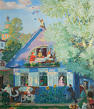 小,蓝色,房子,20年代,艺术家