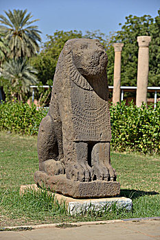 狮子,雕塑,正面,国家博物馆,苏丹,喀土穆,非洲