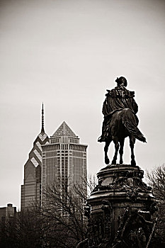 乔治-华盛顿,雕塑,费城,城市,建筑