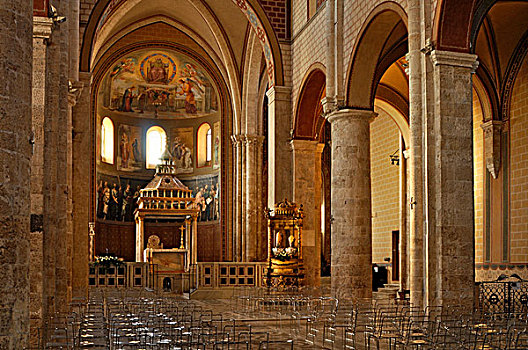 室内,圣坛,篷子,罗马式,大教堂,圣马利亚,11世纪,拉齐奥,意大利,欧洲