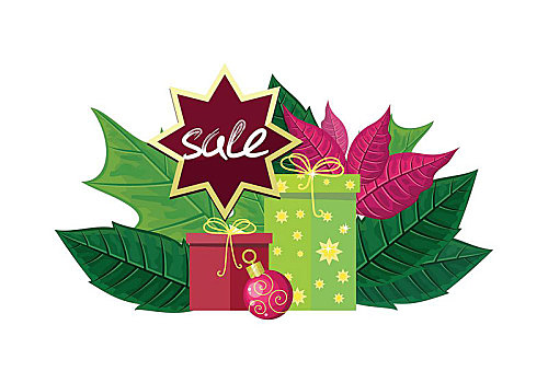 圣诞节,销售,矢量,概念,设计,插画,叶子,树,玩具,彩色,礼盒,星,文字,寒假,购物,季节,折扣,广告