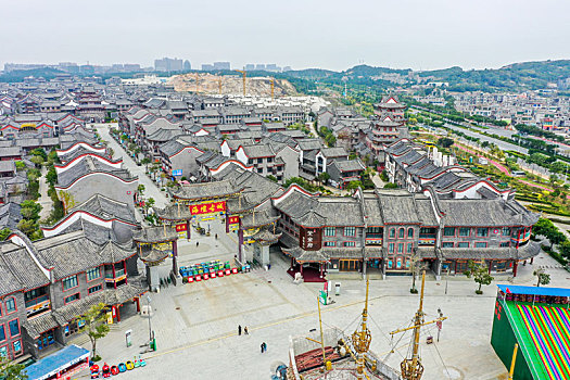 航拍福建福州平潭海坛古城