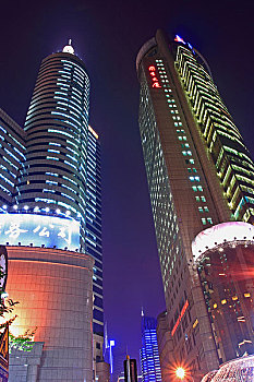 上海淮海路商务楼夜景