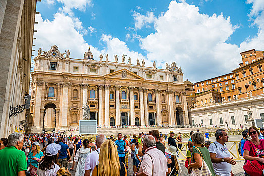圣彼得大教堂,广场,旅游,梵蒂冈城,梵蒂冈,罗马,拉齐奥,意大利,欧洲