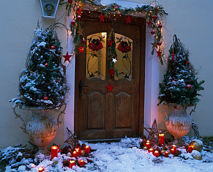 房门,圣诞气氛,装饰,枝条