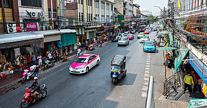 街景,热闹街道,交通,曼谷,泰国,亚洲