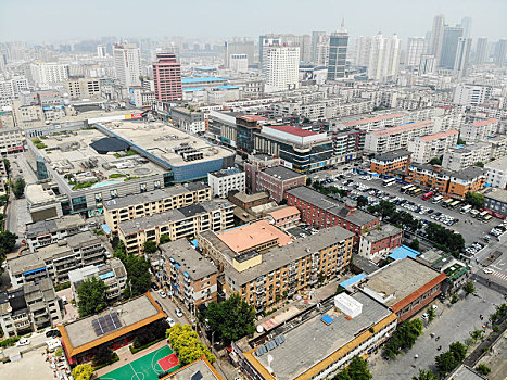 航拍辽宁省沈阳市沈河区大南街朝阳街南顺城路附近街景与城市风光