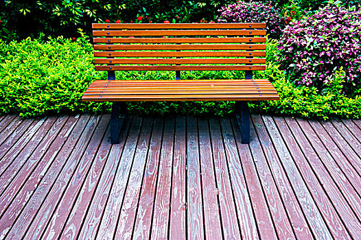 木质,公园长椅,夏天