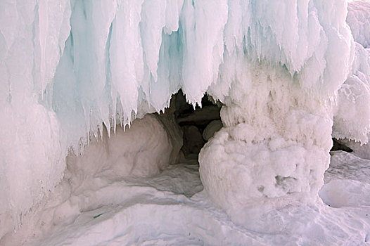 冰,洞穴,岛屿,贝加尔湖,西伯利亚,俄罗斯,欧亚大陆