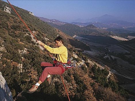 极限运动,男人,登山者,普罗旺斯,法国,欧洲