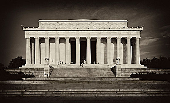 黑白,深褐色,林肯纪念馆,华盛顿特区,美国