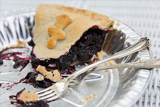 黑莓,馅饼,左边,烙饼用平底锅,两个,叉子