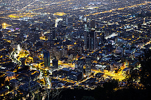 市中心,中央商务区,夜晚,风景,波哥大,哥伦比亚,南美