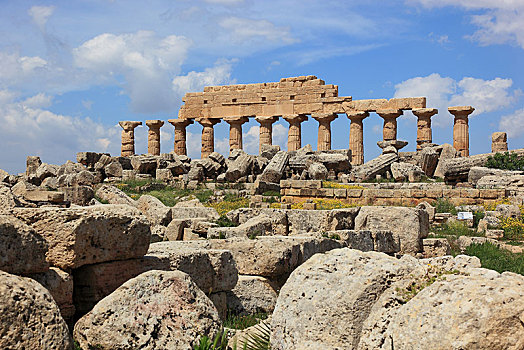 残留,希腊,庙宇,考古,发掘地,塞利农特,西西里,意大利,欧洲