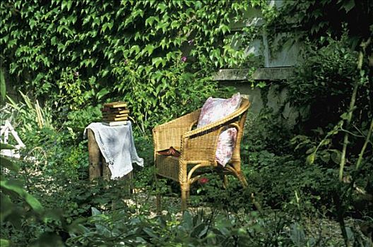 扶手椅,花园,盒子,五叶地锦,背景