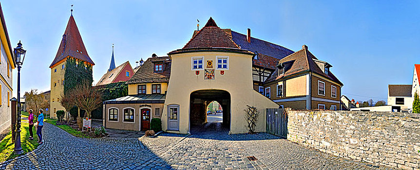 老城墙,大门,巴伐利亚,德国,欧洲