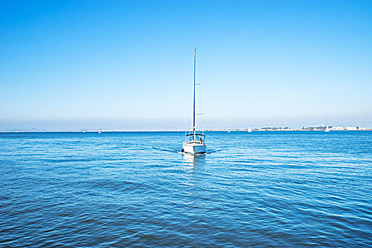 奢华,帆船,海洋,蓝天