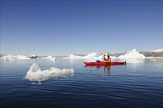 皮划艇手,峡湾,东方,格陵兰