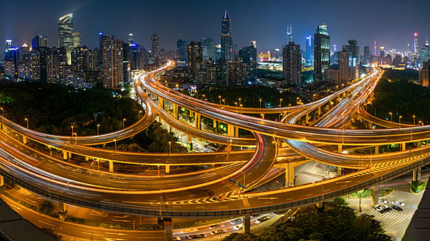 上海延安路高架夜景
