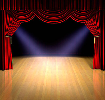 剧院,舞台,红色,帘,聚光灯,地面