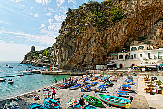 船,海滩,阿马尔菲海岸,坎帕尼亚区,意大利,欧洲