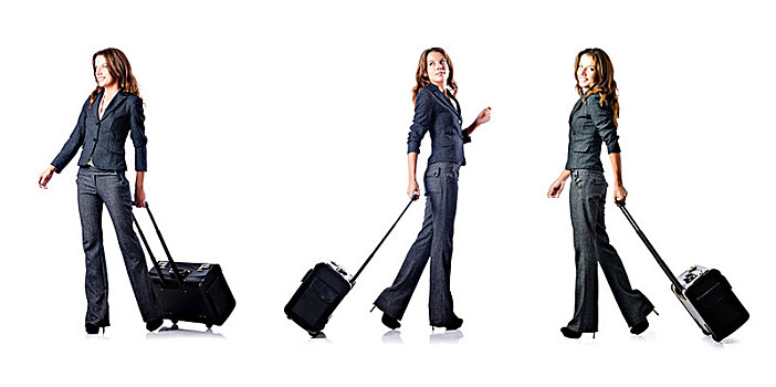 职业女性,手提箱,白色背景