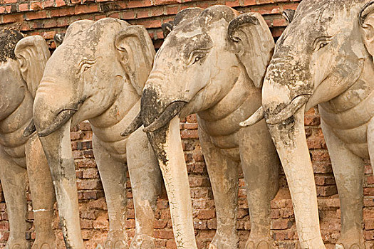 泰国,大象,雕塑,寺院,洛姆
