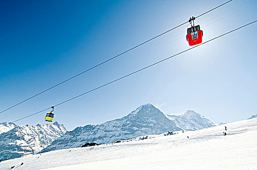 有轨电车,冬季风景,格林德威尔,瑞士,欧洲