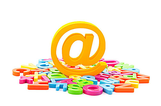 电子邮件,象征,彩色,信,白色背景,背景