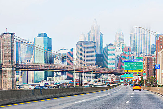 公路,布鲁克林大桥,下曼哈顿,纽约,美国