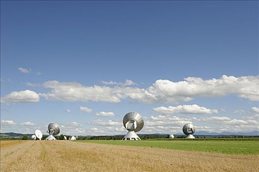 车站,天线,射电望远镜,靠近,上巴伐利亚,巴伐利亚,德国,欧洲