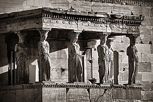 门廊,女像柱,伊瑞克提翁神庙,庙宇,卫城,雅典,希腊