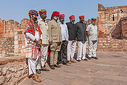 男人,胡须,缠头巾,排列,拉贾斯坦邦,印度