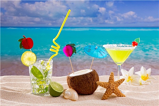 加勒比,热带沙滩,鸡尾酒,薄荷叶松香,玛格丽塔酒