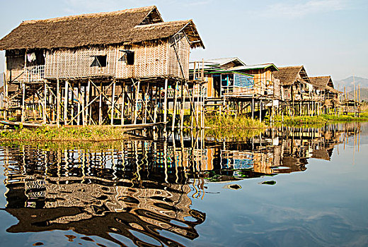 传统,乡村,茵莱湖,缅甸