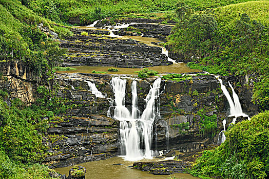 瀑布,中部高地,斯里兰卡,亚洲