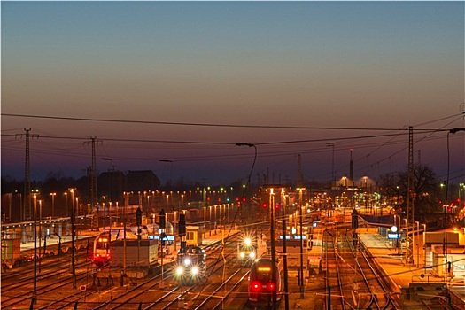 火车站,迟,晚上,科特布斯,德国